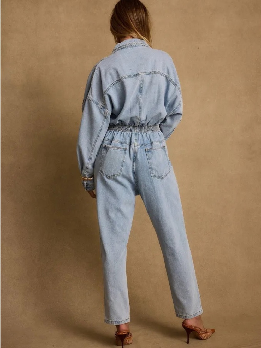 12th Tribe Light Blue Denim Jumpsuit - Picture 5 of 6